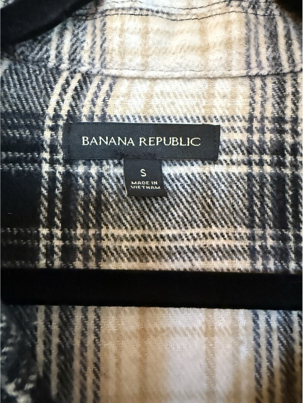 Banana Republic Plaid Shacket Jacket Button Front Pockets Black White Gray Sz S - Picture 4 of 8